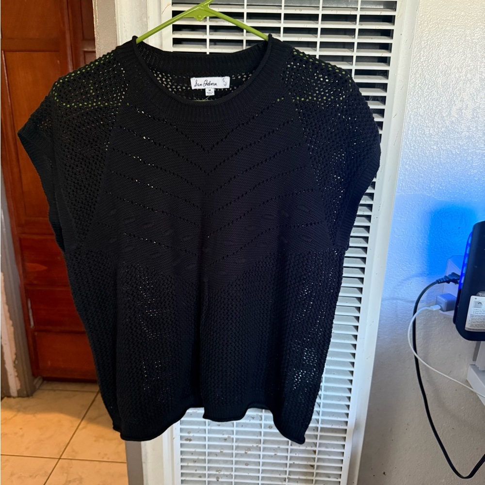 Black Knit Short Sleeve Top